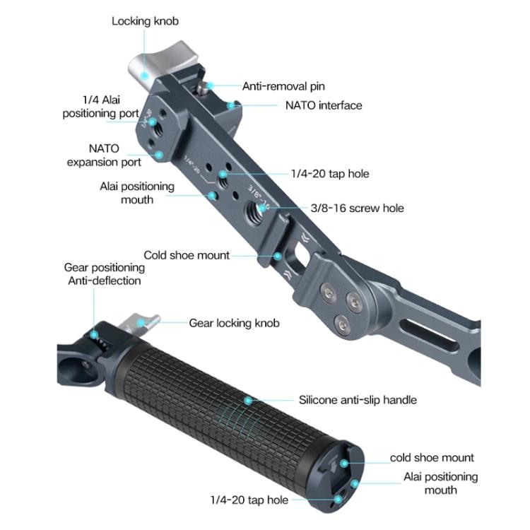 Empuñadura de ángulo ajustable XILETU para estabilizadores DJI RS 4 Mini/RS 4 Pro/RS 4/RS 3 Mini/RS 3 Pro/RS 2
