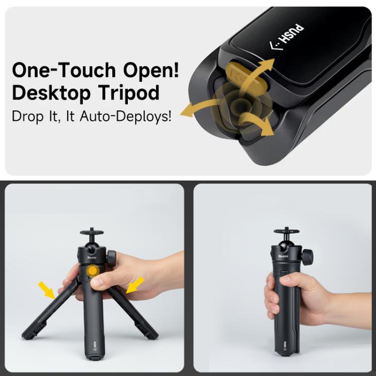 Trípode para selfies XILETU XS-21 con apertura automática al tocar el suelo y rótula metálica universal de 200-402 mm.