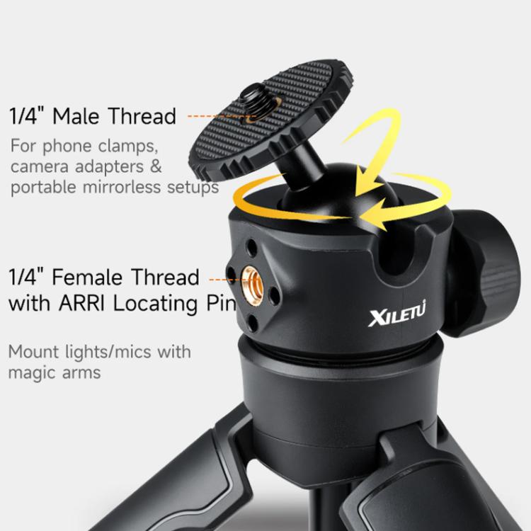 Trípode para selfies XILETU XS-21 con apertura automática al tocar el suelo y rótula metálica universal de 200-402 mm.