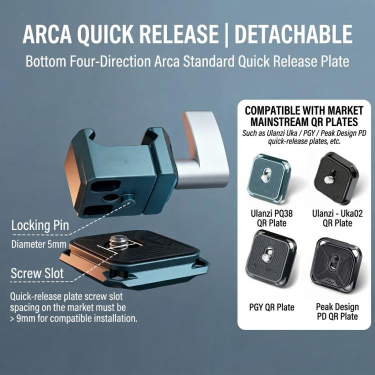 Abrazadera de riel NATO para estabilizador DJI RS Series, adaptador de montaje QR compatible con Arca-Swiss, XILETU PC-38, XILETU PC-38A