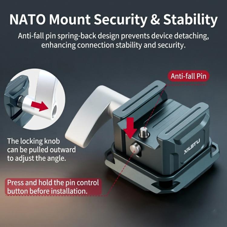 Abrazadera de riel NATO para estabilizador DJI RS Series, adaptador de montaje QR compatible con Arca-Swiss, XILETU PC-38, XILETU PC-38A