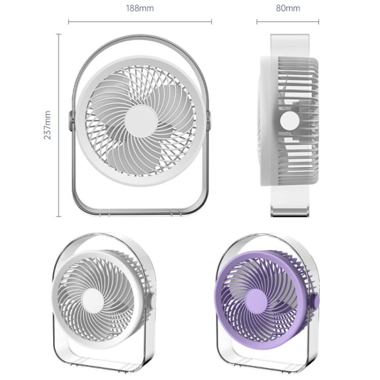 Ventilador silencioso de escritorio para exteriores con luz nocturna, White Direct Plug, Purple Direct Plug, White Rechargeable, Purple Rechargeable