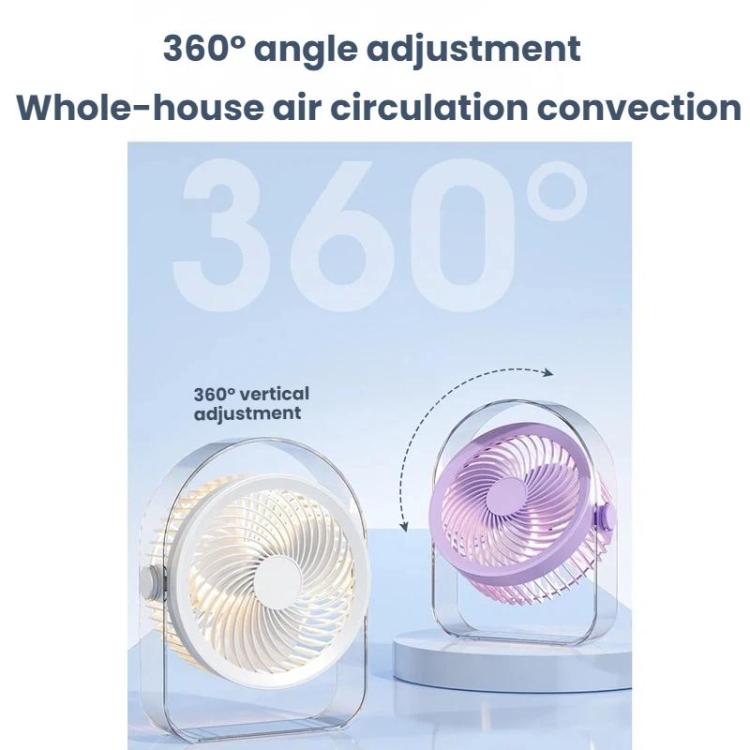Ventilador silencioso de escritorio para exteriores con luz nocturna, White Direct Plug, Purple Direct Plug, White Rechargeable, Purple Rechargeable