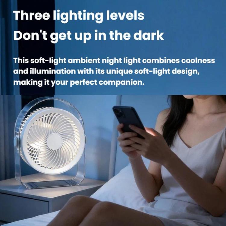 Ventilador silencioso de escritorio para exteriores con luz nocturna, White Direct Plug, Purple Direct Plug, White Rechargeable, Purple Rechargeable