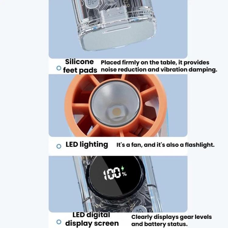 Ventilador de mano silencioso con pantalla digital y refrigeración por hielo de alta velocidad S8