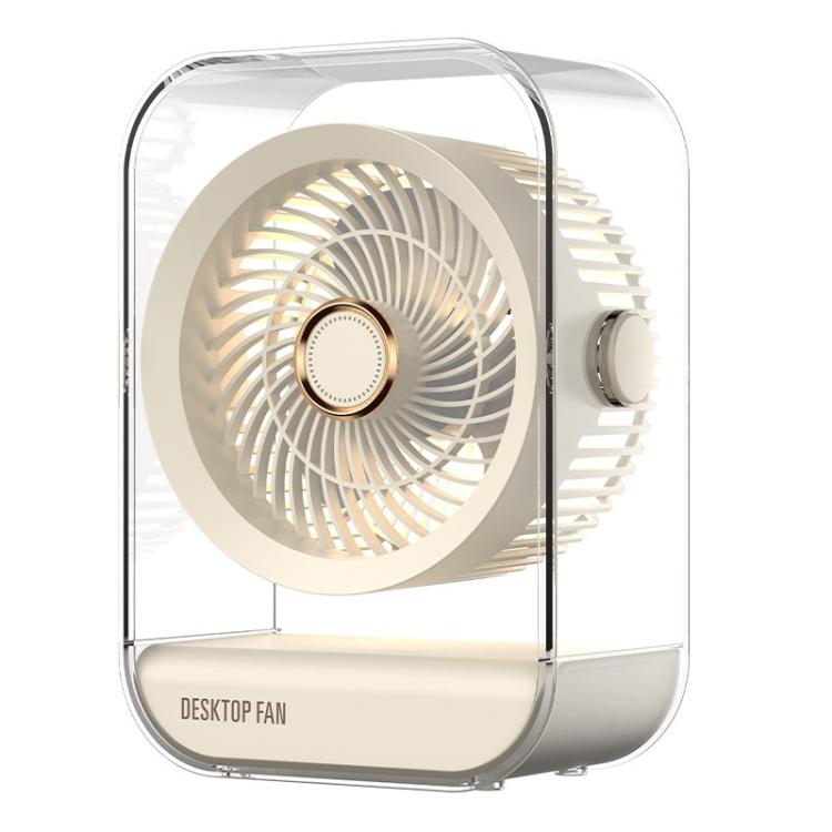 Ventilador de escritorio de alta potencia recargable por USB con luz nocturna.