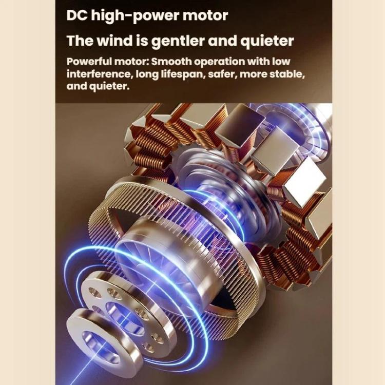 Ventilador de escritorio de alta potencia recargable por USB con luz nocturna.