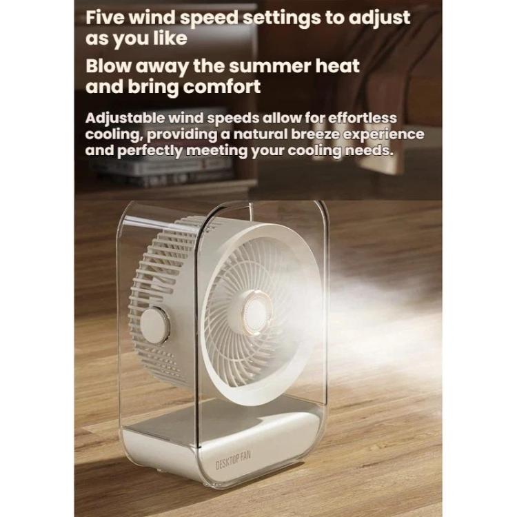 Ventilador de escritorio de alta potencia recargable por USB con luz nocturna.