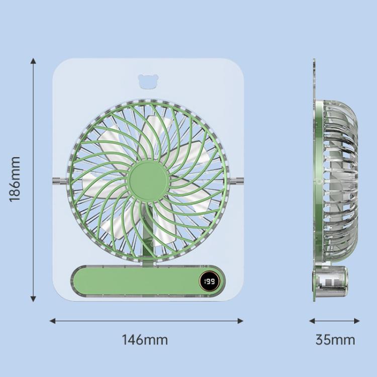 Ventilador de escritorio mini ultradelgado JP-08, silencioso, con pantalla digital transparente, para escritorio de oficina.