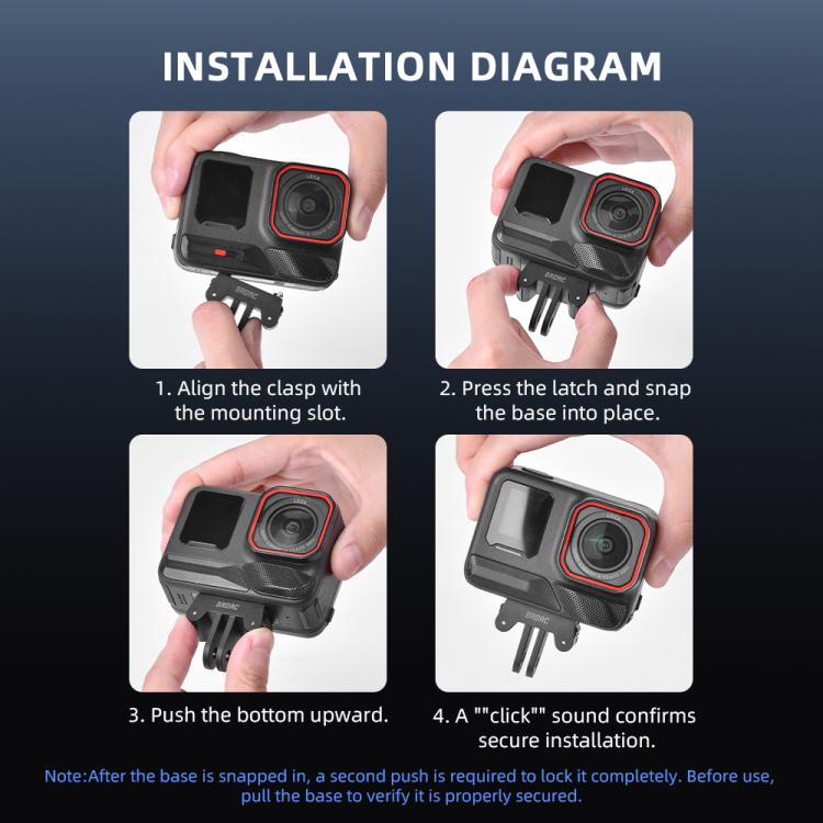Base magnética extensible de liberación rápida de dos garras BRDRC para Insta360 Ace Pro / Ace Pro 2