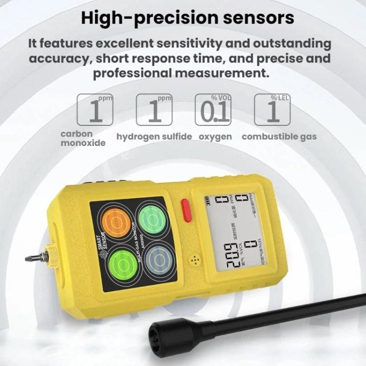 Detector de gases SMART SENSOR 4 en 1 para oxígeno, sulfuro de hidrógeno y monóxido de carbono, AR8900