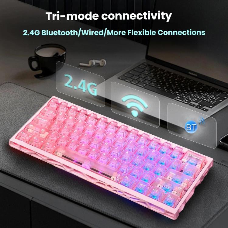 Teclado H60 Pro inalámbrico Bluetooth de triple modo para juegos, con recorte para teclas y eje magnético.