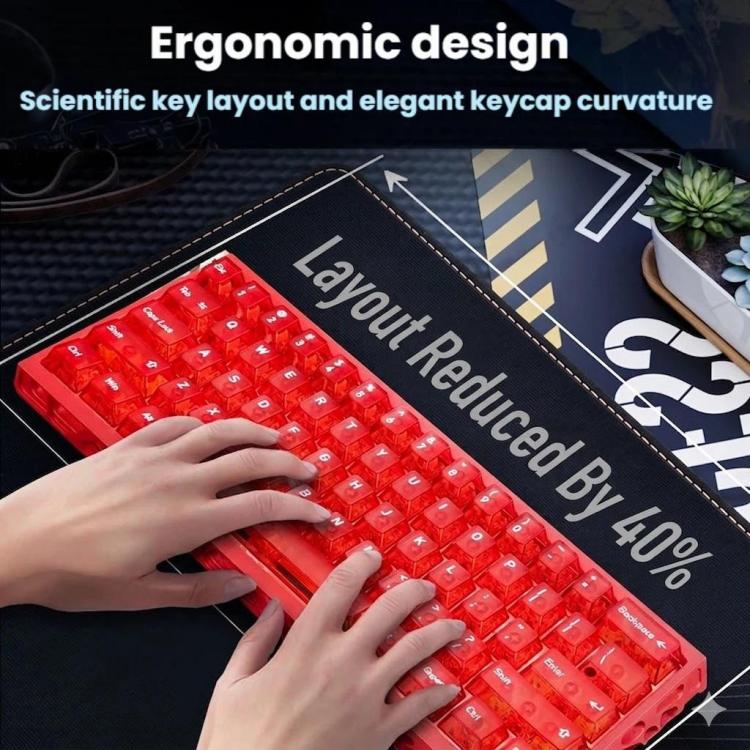 Teclado H60 Pro inalámbrico Bluetooth de triple modo para juegos, con recorte para teclas y eje magnético.