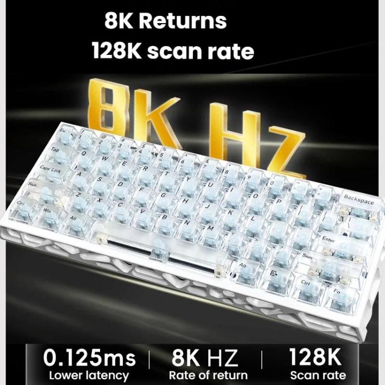 Teclado H60 Pro inalámbrico Bluetooth de triple modo para juegos, con recorte para teclas y eje magnético.