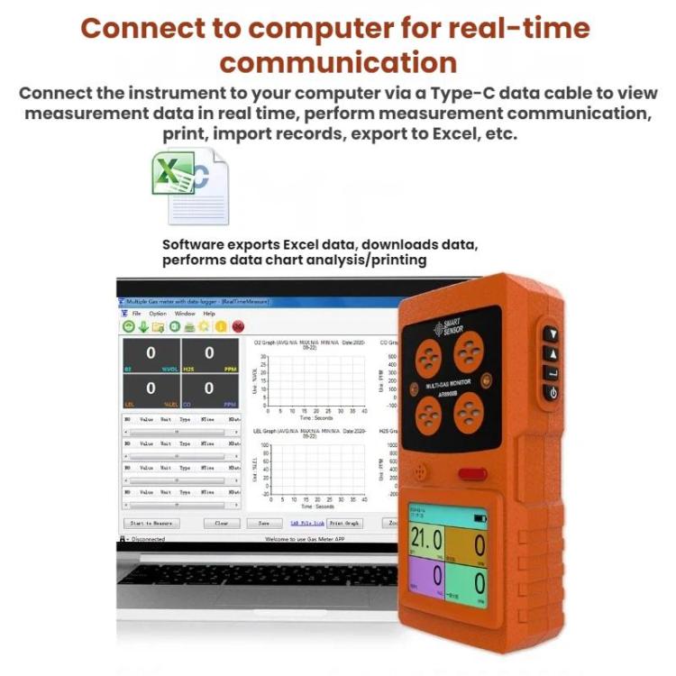 Detector de concentración de gas a prueba de explosiones SMART SENSOR 4 en 1, AR8900B
