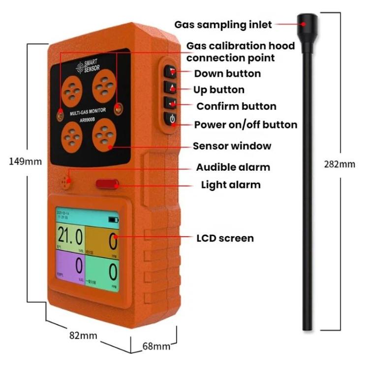 Detector de concentración de gas a prueba de explosiones SMART SENSOR 4 en 1, AR8900A