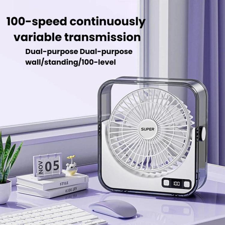 Ventilador de escritorio silencioso F2 con control de velocidad continuo de 100 velocidades, pantalla digital inteligente y luz.