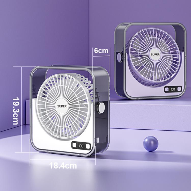 Ventilador de escritorio silencioso F2 con control de velocidad continuo de 100 velocidades, pantalla digital inteligente y luz.