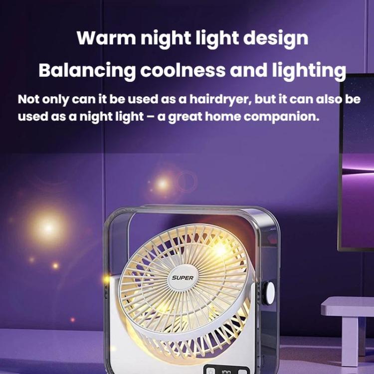 Ventilador de escritorio silencioso F2 con control de velocidad continuo de 100 velocidades, pantalla digital inteligente y luz.