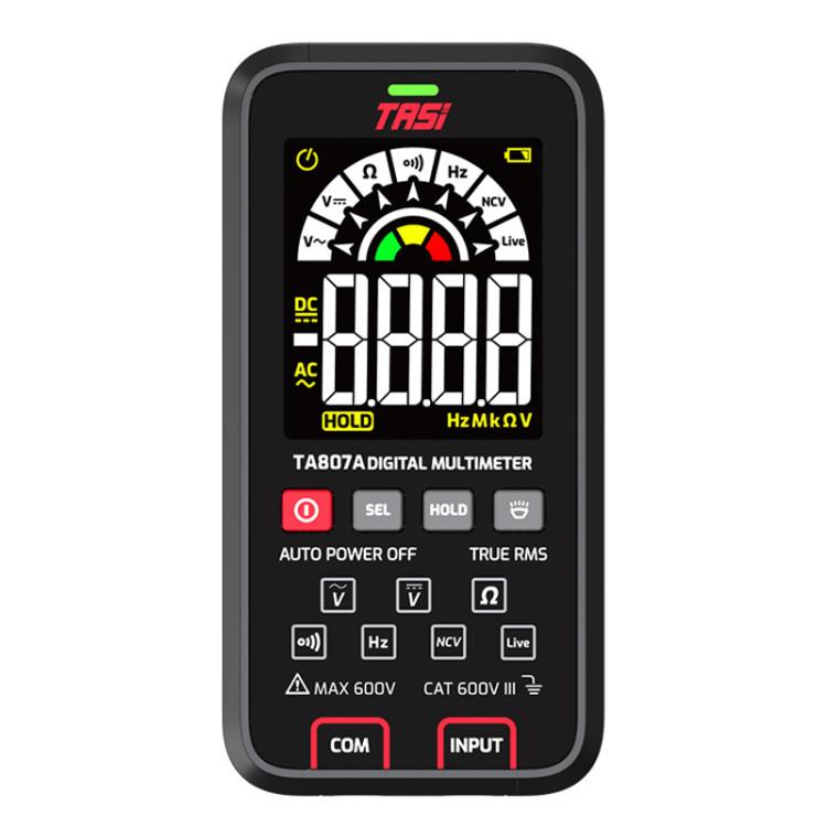 Multímetro digital multifunción, totalmente automático, inteligente y a prueba de quemaduras, con pantalla grande, para medir voltaje, resistencia y frecuencia., TASI TA807A, TASI TA807B With Capacitance Test