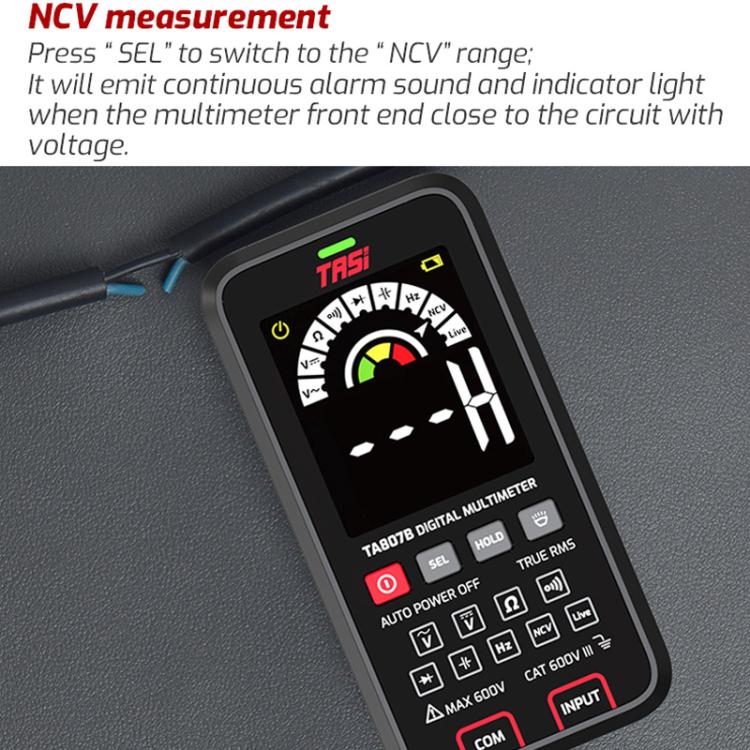 Multímetro digital multifunción, totalmente automático, inteligente y a prueba de quemaduras, con pantalla grande, para medir voltaje, resistencia y frecuencia., TASI TA807A, TASI TA807B With Capacitance Test