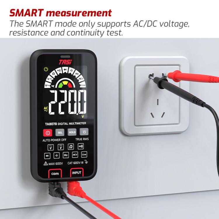 Multímetro digital multifunción, totalmente automático, inteligente y a prueba de quemaduras, con pantalla grande, para medir voltaje, resistencia y frecuencia., TASI TA807A, TASI TA807B With Capacitance Test