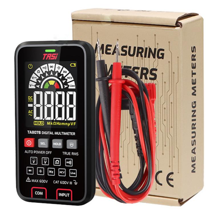 Multímetro digital multifunción, totalmente automático, inteligente y a prueba de quemaduras, con pantalla grande, para medir voltaje, resistencia y frecuencia., TASI TA807A, TASI TA807B With Capacitance Test