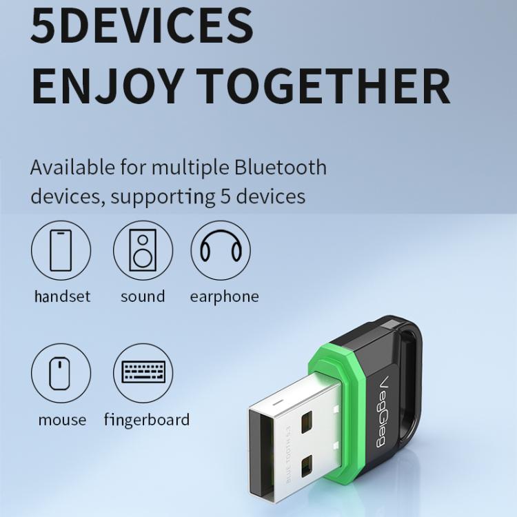 Adaptador USB Bluetooth 5.3 VegGieg para auriculares y altavoces de ordenador - Transmisor/receptor inalámbrico