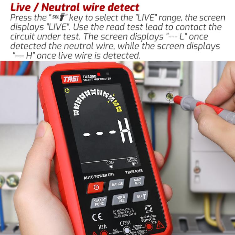 Multímetro inteligente digital totalmente automático con pantalla grande, TASI TA805A Battery-powered, TASI TA805B Rechargeable