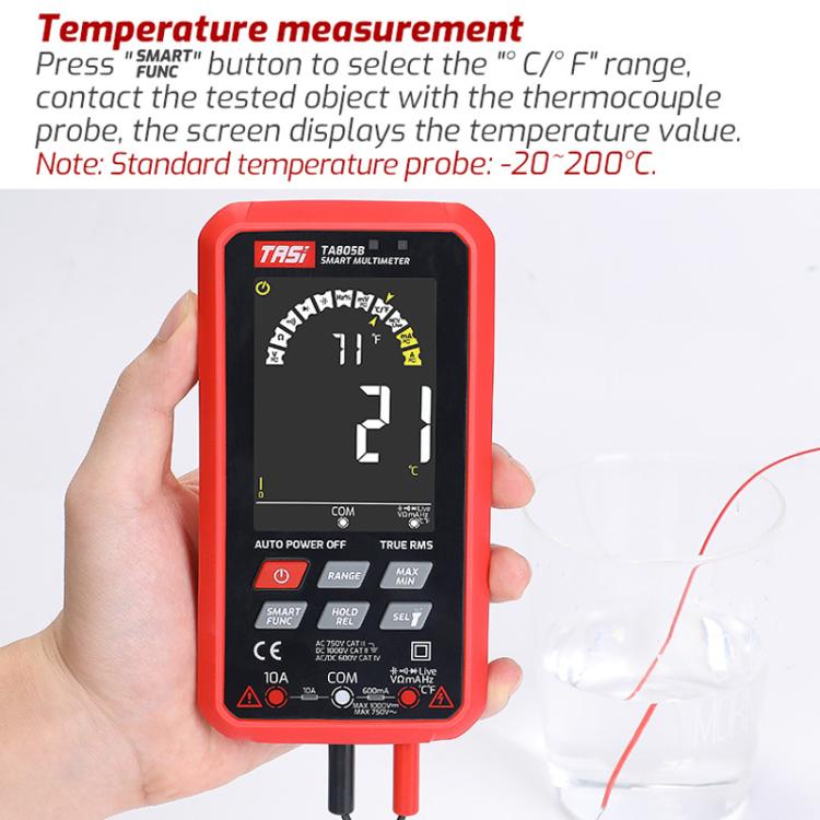 Multímetro inteligente digital totalmente automático con pantalla grande, TASI TA805A Battery-powered, TASI TA805B Rechargeable