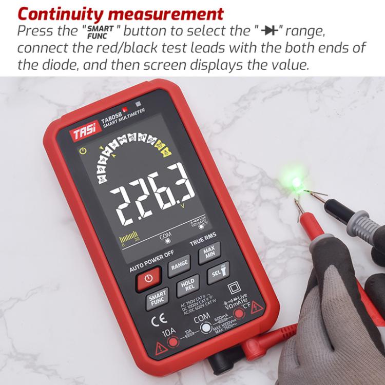 Multímetro inteligente digital totalmente automático con pantalla grande, TASI TA805A Battery-powered, TASI TA805B Rechargeable