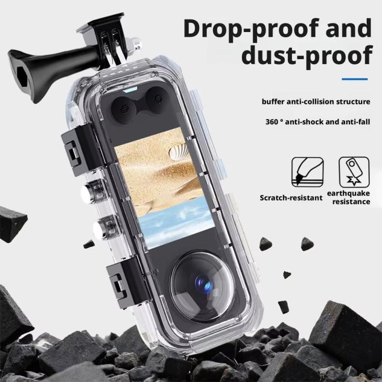 Carcasa sumergible invisible Insta360 X5 de 45 m/147 pies con costuras de 360 grados sin costuras., PC Lens