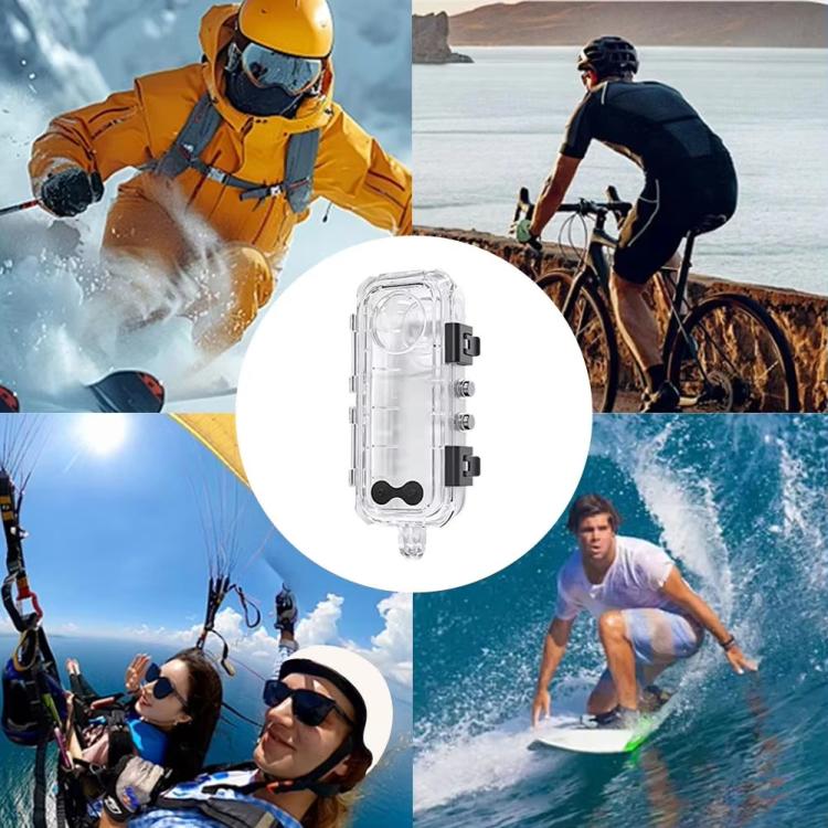 Carcasa sumergible invisible Insta360 X5 de 45 m/147 pies con costuras de 360 grados sin costuras., PC Lens