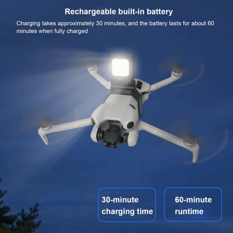 Foco LED ultrabrillante para vuelo nocturno con ajuste de 180 grados y 3 modos de luz, compatible con DJI Mini 4 Pro.