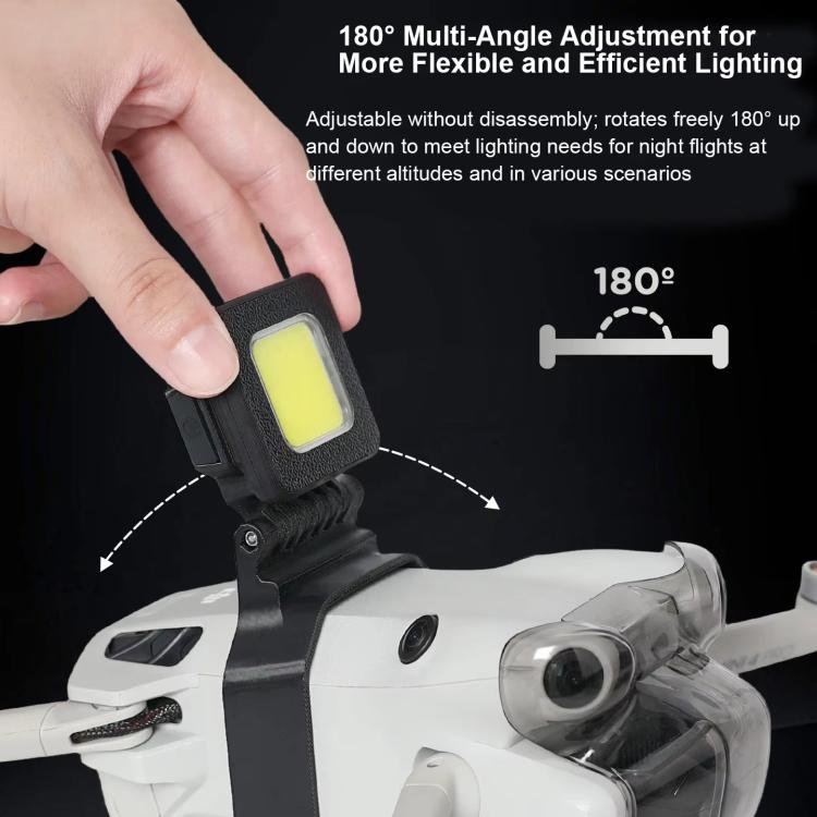 Foco LED ultrabrillante para vuelo nocturno con ajuste de 180 grados y 3 modos de luz, compatible con DJI Mini 4 Pro.