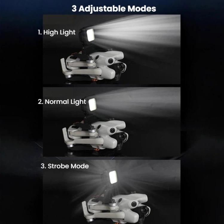 Foco LED ultrabrillante para vuelo nocturno con ajuste de 180 grados y 3 modos de luz, compatible con DJI Mini 4 Pro.
