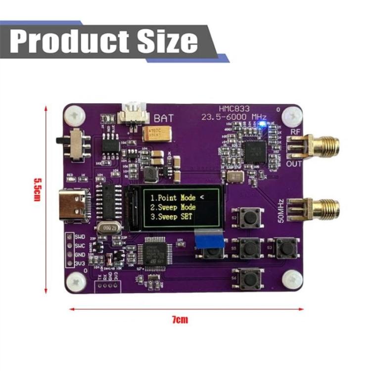 Generador de señales de RF de 23,5 MHz a 6000 MHz con control por botón y pantalla OLED HMC833, Signal Generator