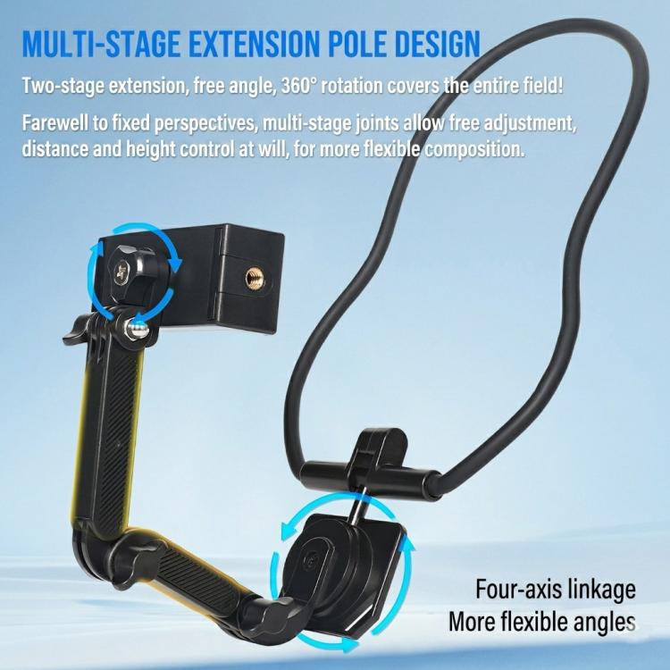 Soporte para cuello POV para teléfono móvil y cámara de acción. Soporte de cuello de liberación rápida con varilla de extensión., Standard, Standard With Fixed Strap, Extra Large, Extra Large With Strap