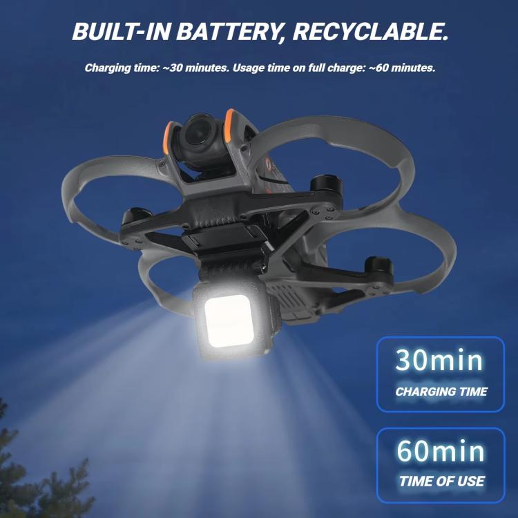 Luz de vuelo nocturna recargable LED para DJI Avata 2 con 3 modos de iluminación y foco de ángulo ajustable de 180 grados.