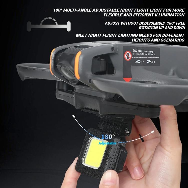 Luz de vuelo nocturna recargable LED para DJI Avata 2 con 3 modos de iluminación y foco de ángulo ajustable de 180 grados.