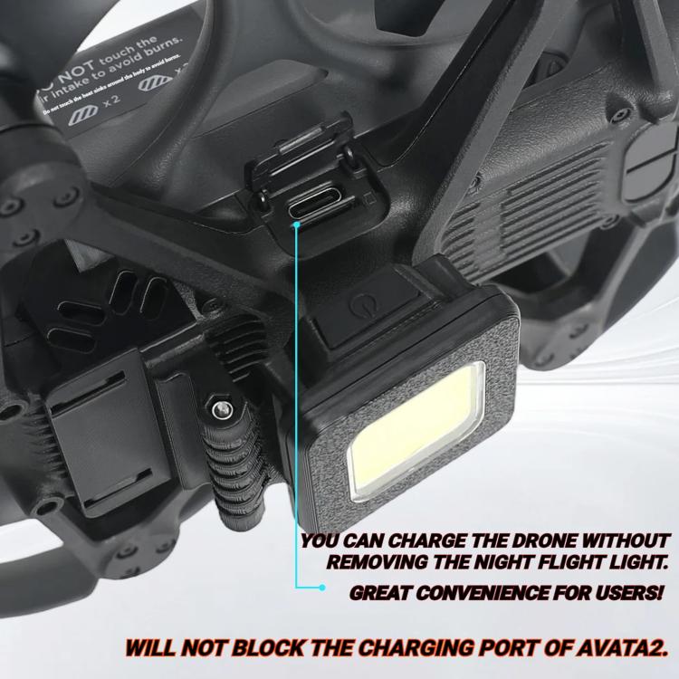 Luz de vuelo nocturna recargable LED para DJI Avata 2 con 3 modos de iluminación y foco de ángulo ajustable de 180 grados.