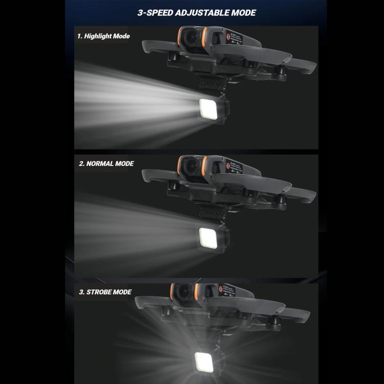 Luz de vuelo nocturna recargable LED para DJI Avata 2 con 3 modos de iluminación y foco de ángulo ajustable de 180 grados.