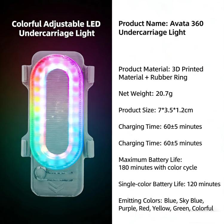 Luz inferior LED RGB RCSTQ para DJI Avata 360, 38 modos de iluminación, recargable, para señalización de vuelo nocturno.