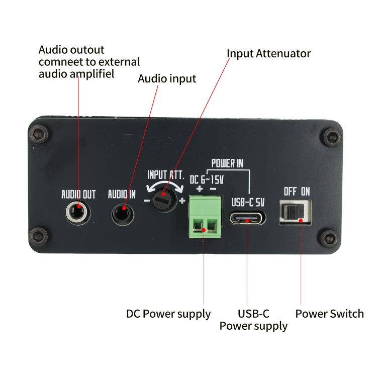 Supresor de ruido digital (NR) con DSP de onda corta + altavoz, 88x38x100mm