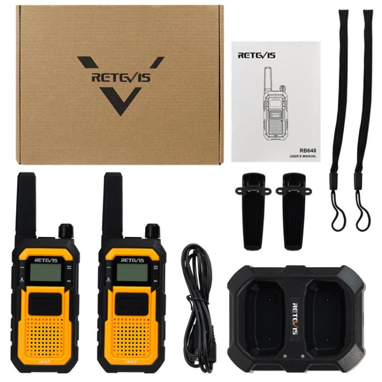 1 par de walkie-talkies resistentes al agua IP67 de alta resistencia con doble PTT para exteriores y resistentes a los golpes, RETEVIS RB48 FRS, RETEVIS RB648 PMR446