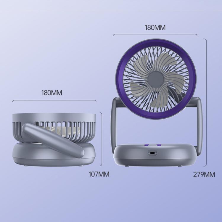 Ventilador circulador de aire plegable con indicador de batería. Ventilador de escritorio y de pared para el hogar con luz LED.