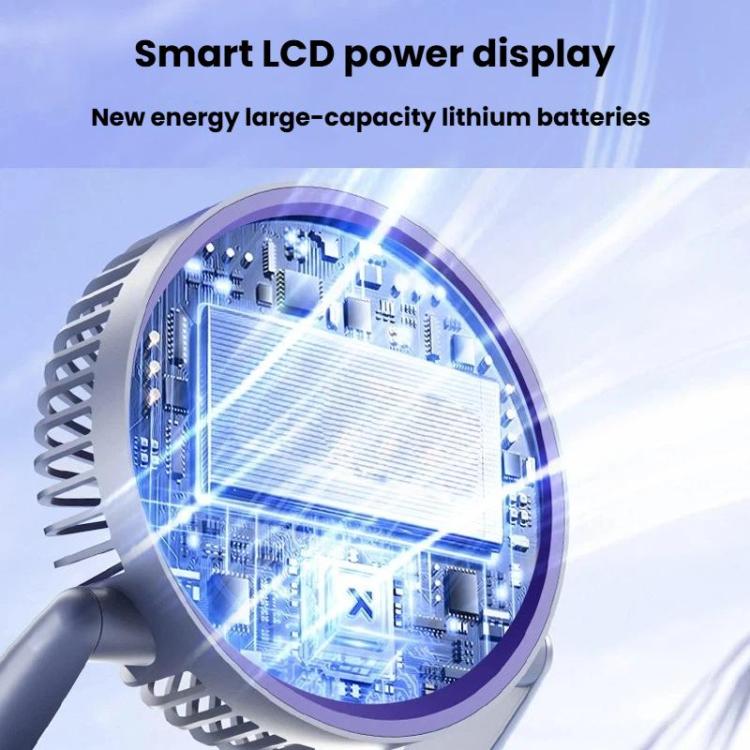Ventilador circulador de aire plegable con indicador de batería. Ventilador de escritorio y de pared para el hogar con luz LED.