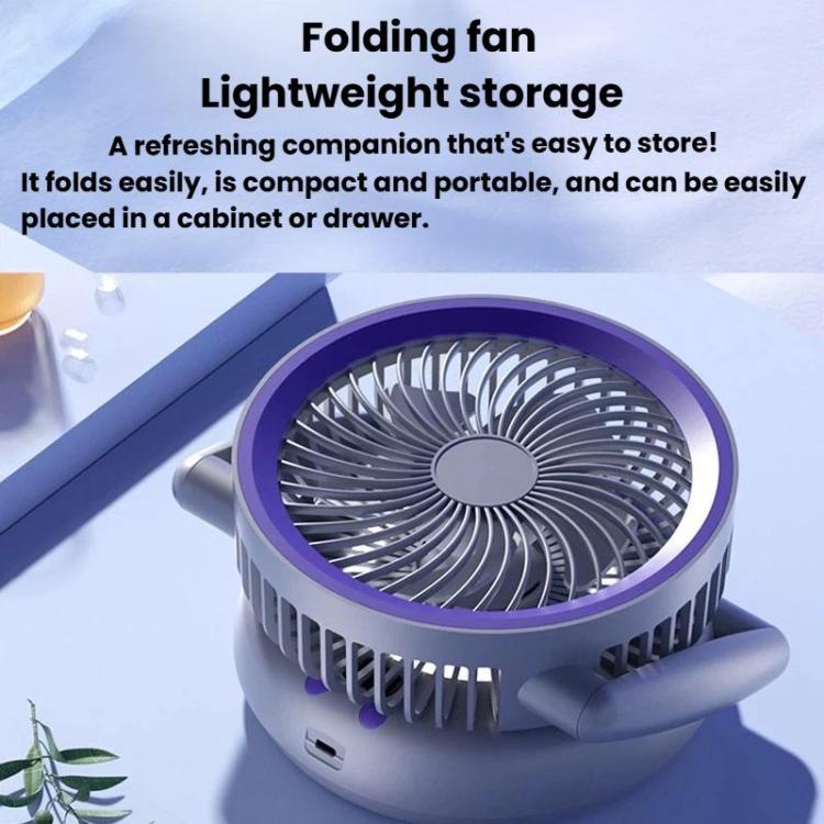 Ventilador circulador de aire plegable con indicador de batería. Ventilador de escritorio y de pared para el hogar con luz LED.
