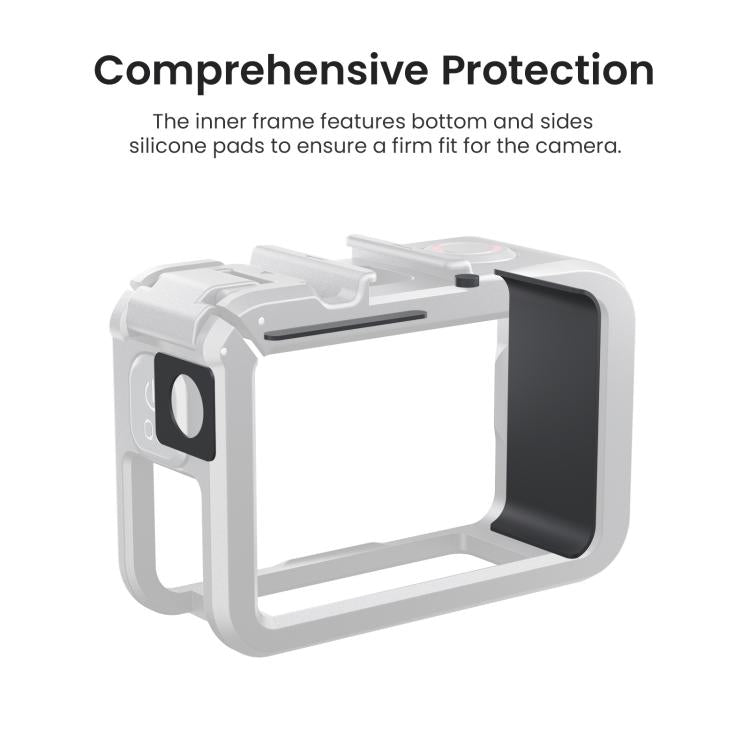Jaula para cámara aMagisn de material PC para DJI Action 5 Pro / 4 / 3 con soporte de liberación rápida para disparo vertical/horizontal, montura de zapata fría y rosca de 1/4 de pulgada., Action 5 Pro /4/3 PC Cage