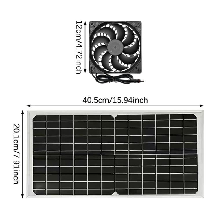 Extractor de aire para barbacoa exterior con panel solar de 15 W y ventiladores dobles